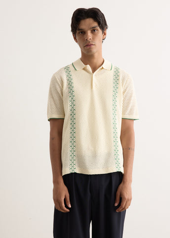Mesh Stripe Knit Polo