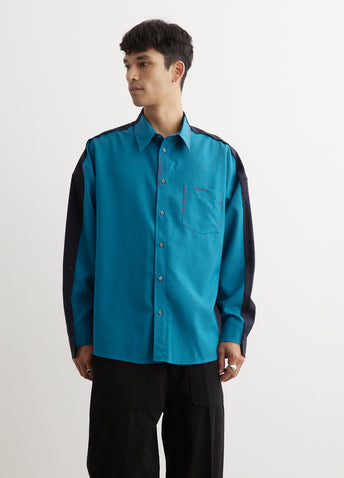 Contrast Panel Tropical Wool Shirt