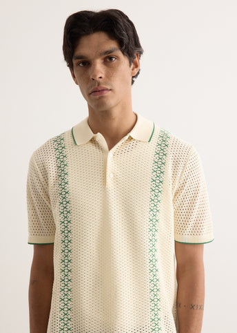 Mesh Stripe Knit Polo