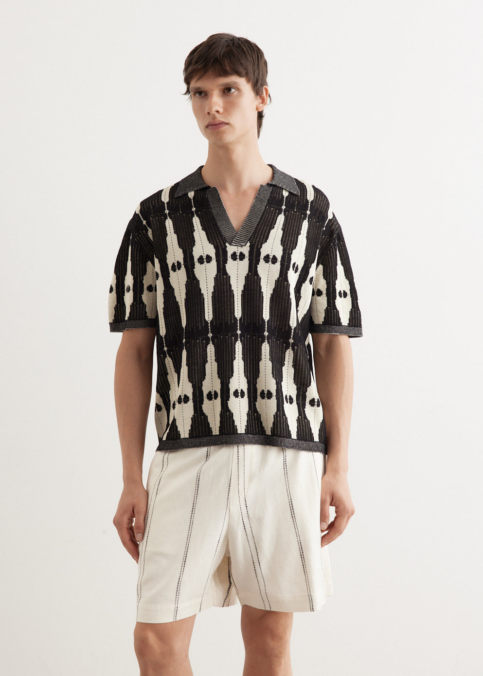 Ritual Jacquard Knit Open Placket Polo