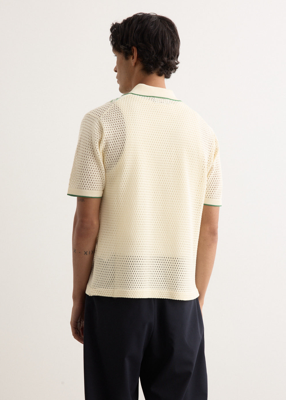 Mesh Stripe Knit Polo
