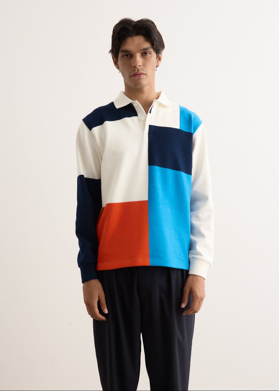 Knit Ragger Colour Block on Embroidery Polo