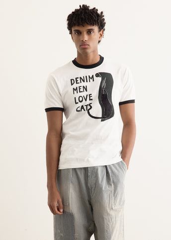 20/-Jersey Ringer T-Shirt (DENIM MEN LOVE CATS SCRATCH)