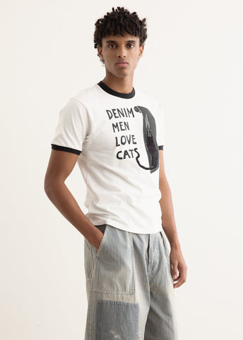 20/-Jersey Ringer T-Shirt (DENIM MEN LOVE CATS SCRATCH)