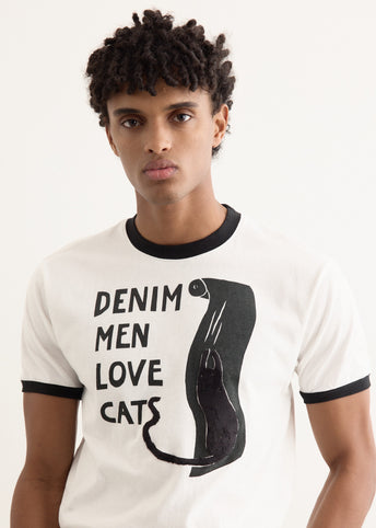 20/-Jersey Ringer T-Shirt (DENIM MEN LOVE CATS SCRATCH)