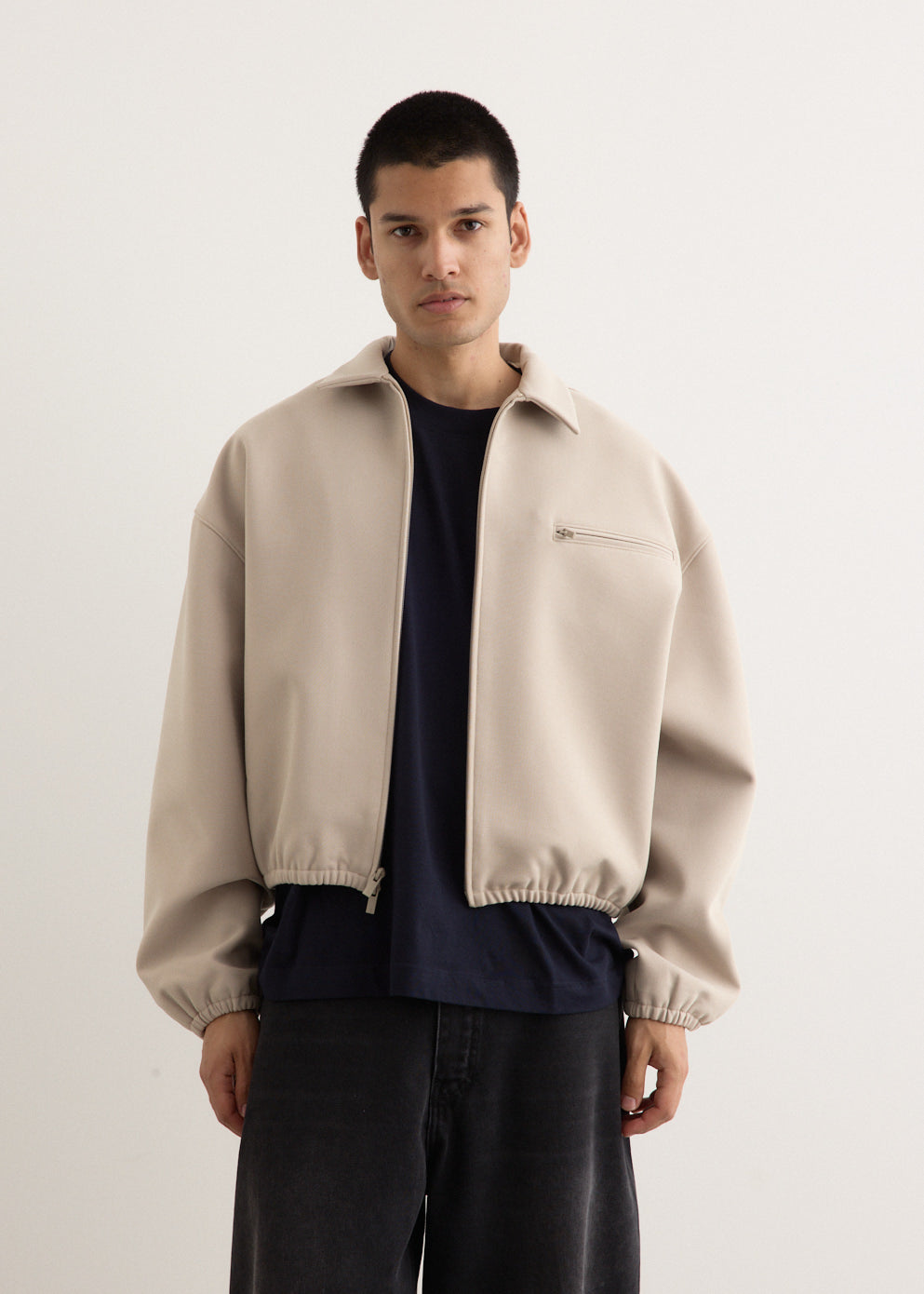 Bonded Canvas Zip-Up Jacket
