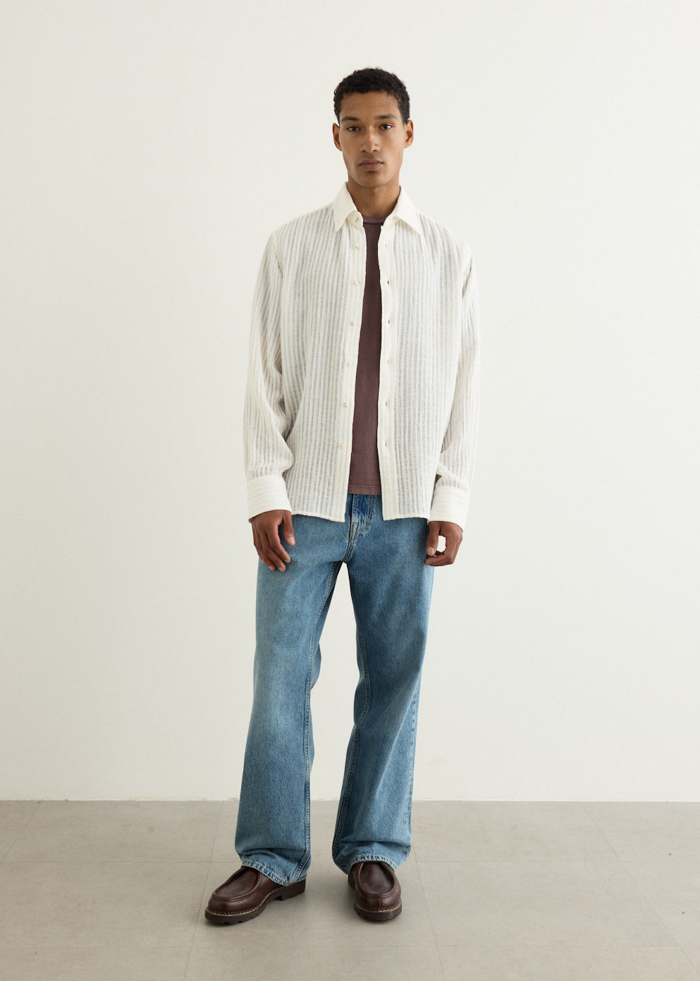 Sheer Stripe Linen Woven Shirt