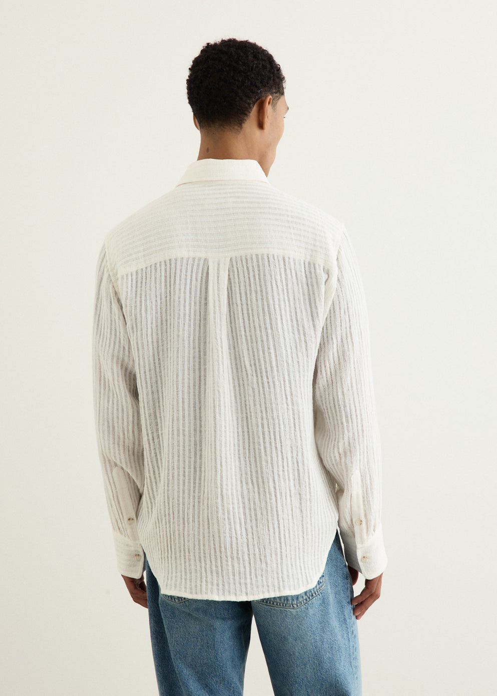 Sheer Stripe Linen Woven Shirt