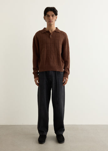 Window Long Sleeve Knitted Polo