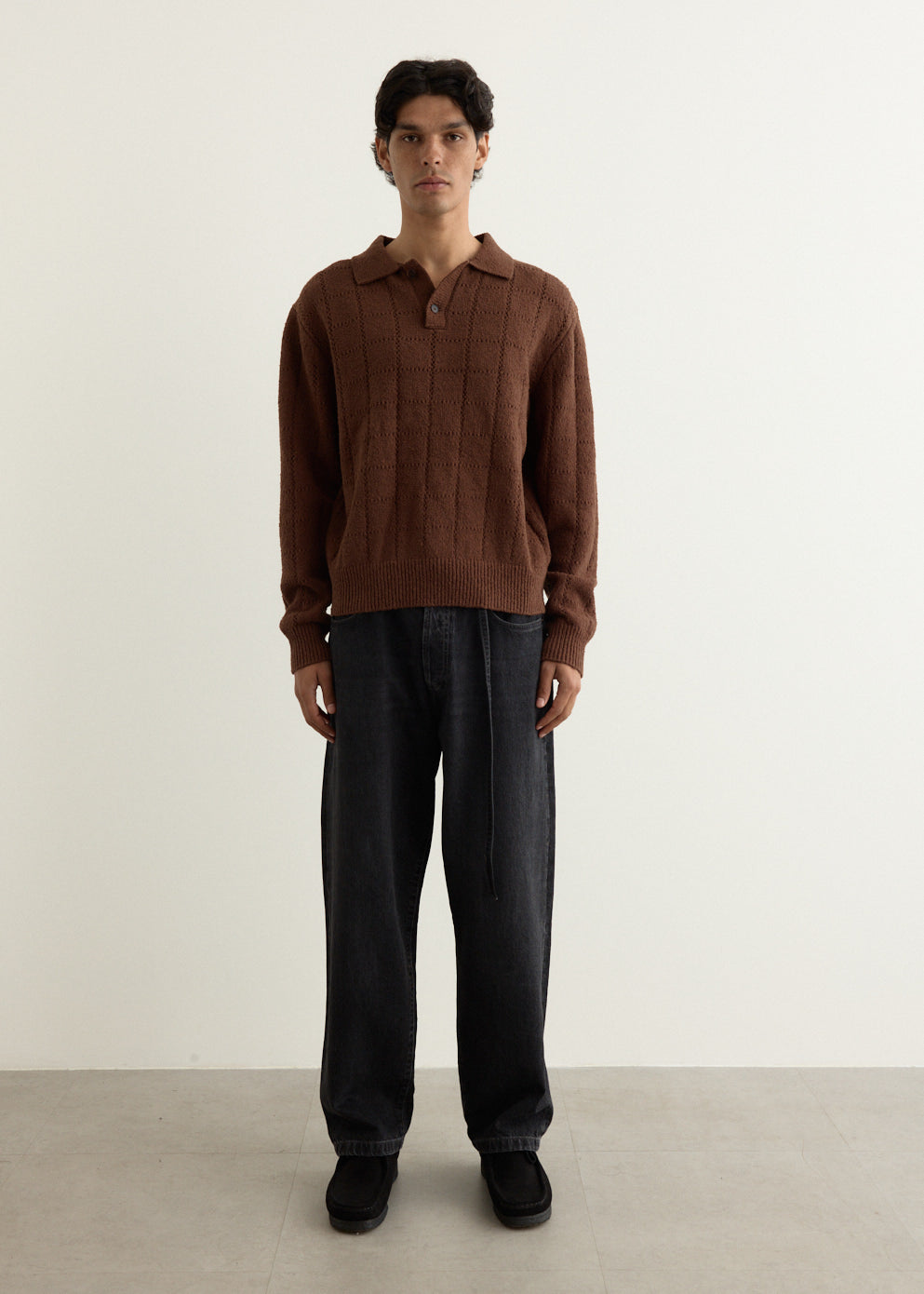 Window Long Sleeve Knitted Polo