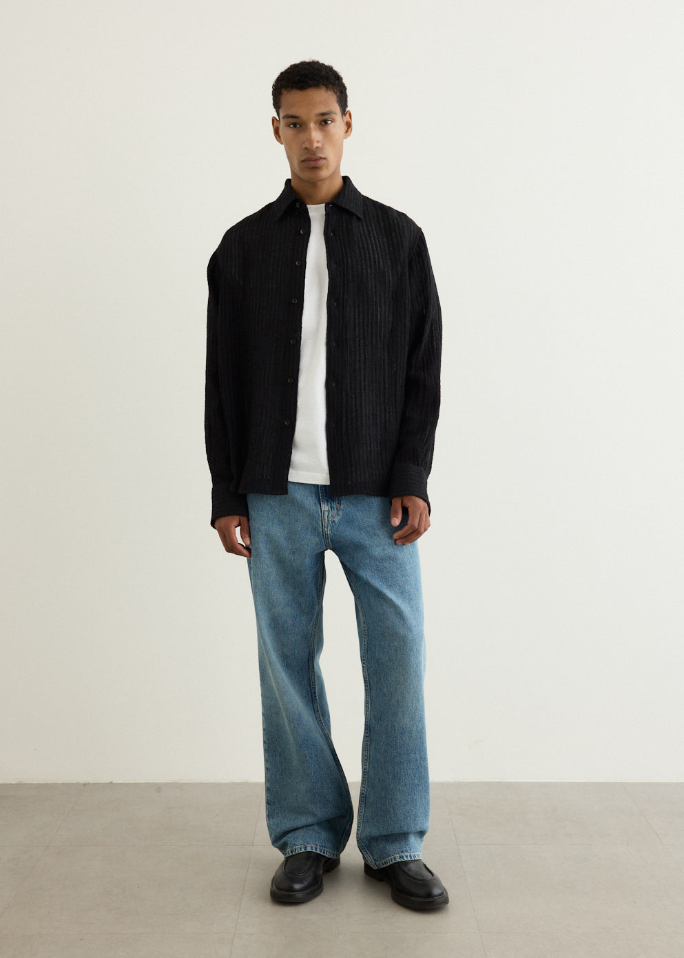 Sheer Stripe Linen Woven Shirt