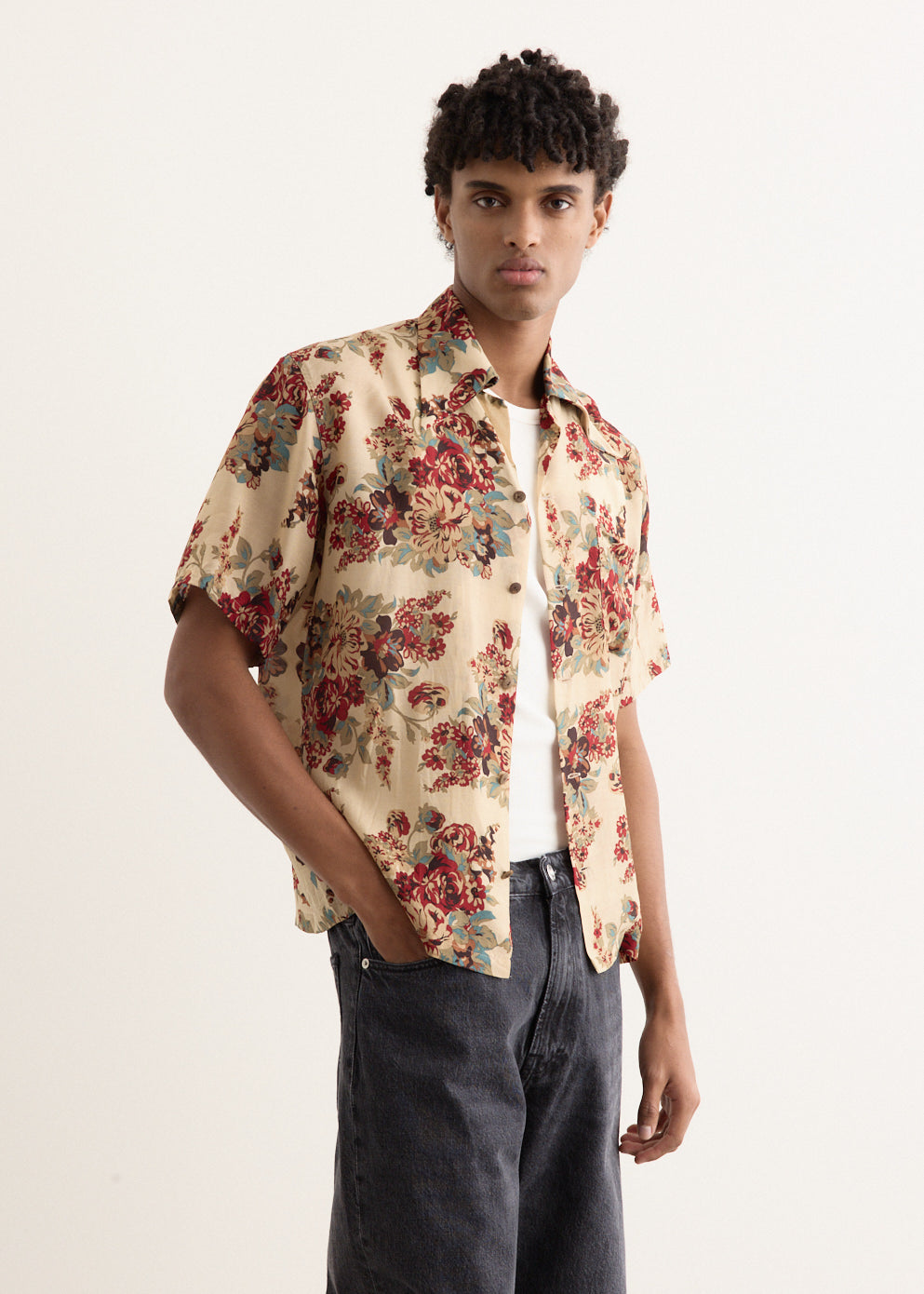 Silk Rayon CHAMPETRE MARIA WRANGLE Collar Aloha Shirt