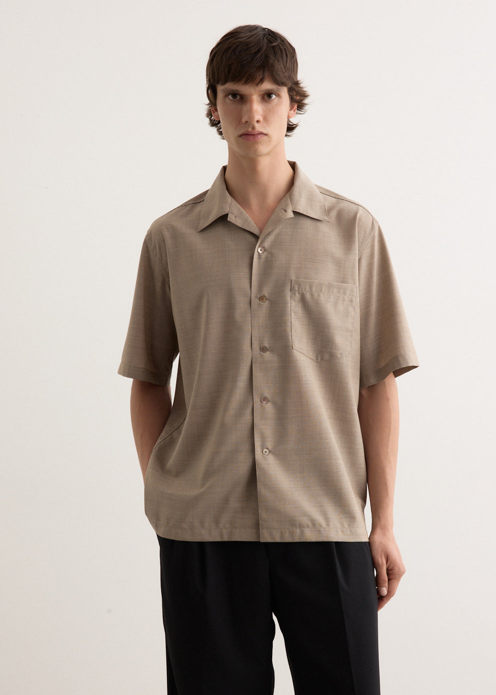 Auralee - Super Fine Tropical Wool Open Collar Shirt - Shirt,Specials : American Fashion Style Bags On Sale Auralee - Super Fine Tropical Wool Open Collar Shirt - Shirt,Specials : American Fashion Style Bags On Sale