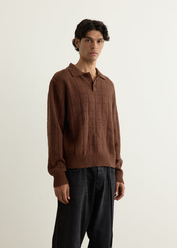 Window Long Sleeve Knitted Polo