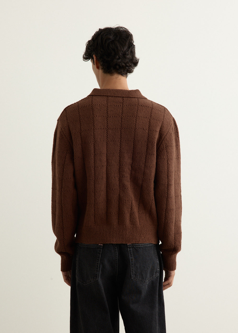 Window Long Sleeve Knitted Polo
