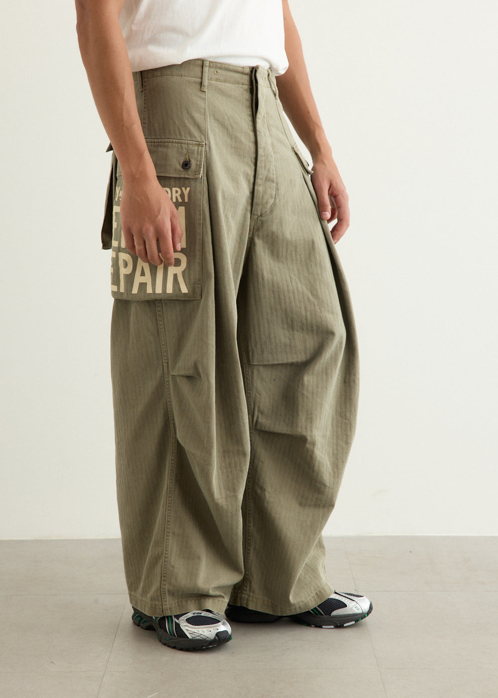 Herringbone JUMBO MONKEY Pants (FACTORY-REPAIR & Embroidery)