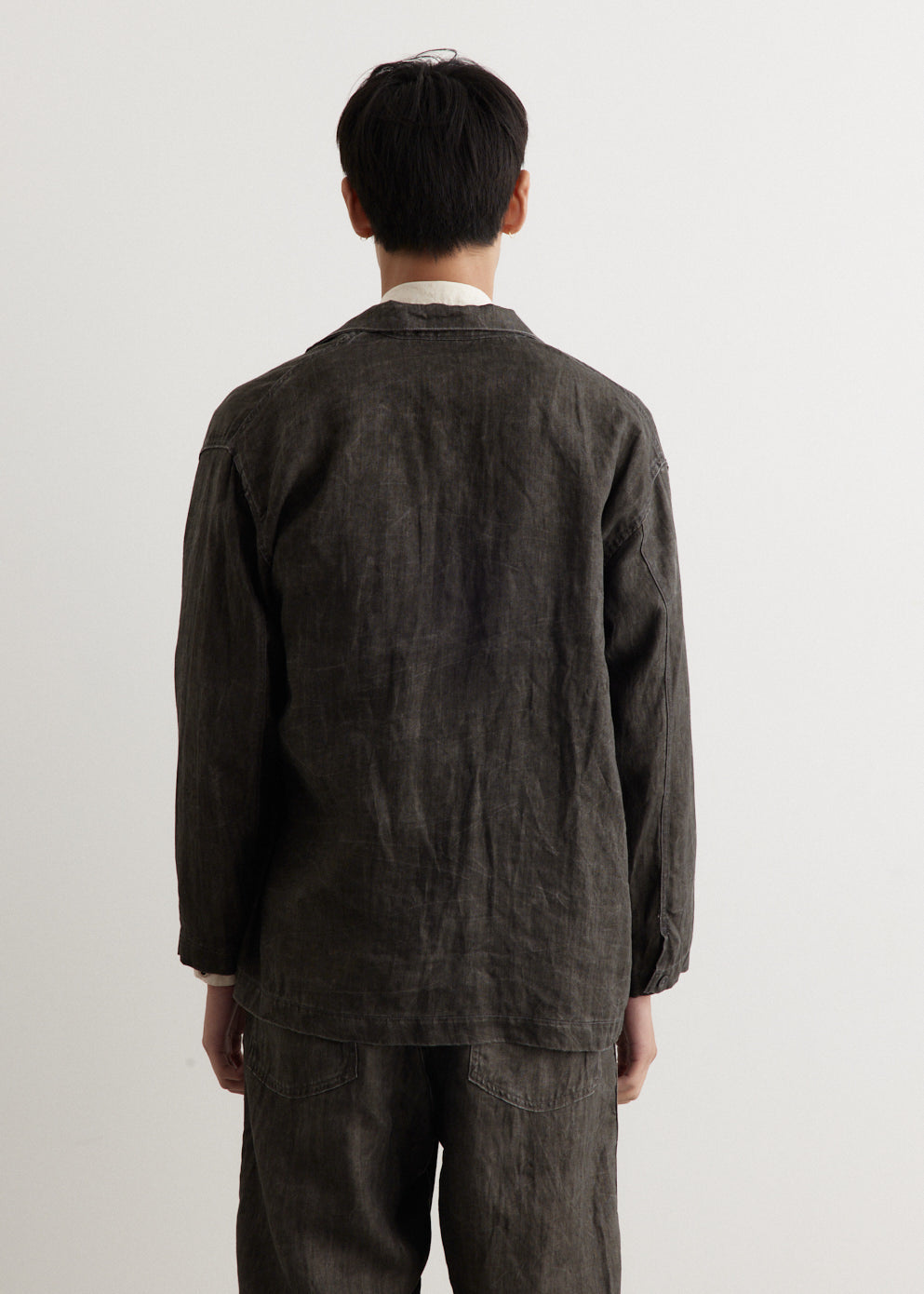Sumi Dyed Linen Simple Work Jacket
