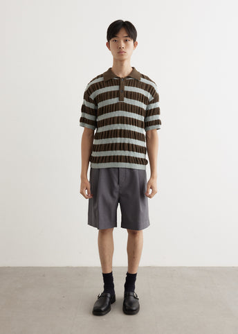 Bubble Stripe Polo Sweater