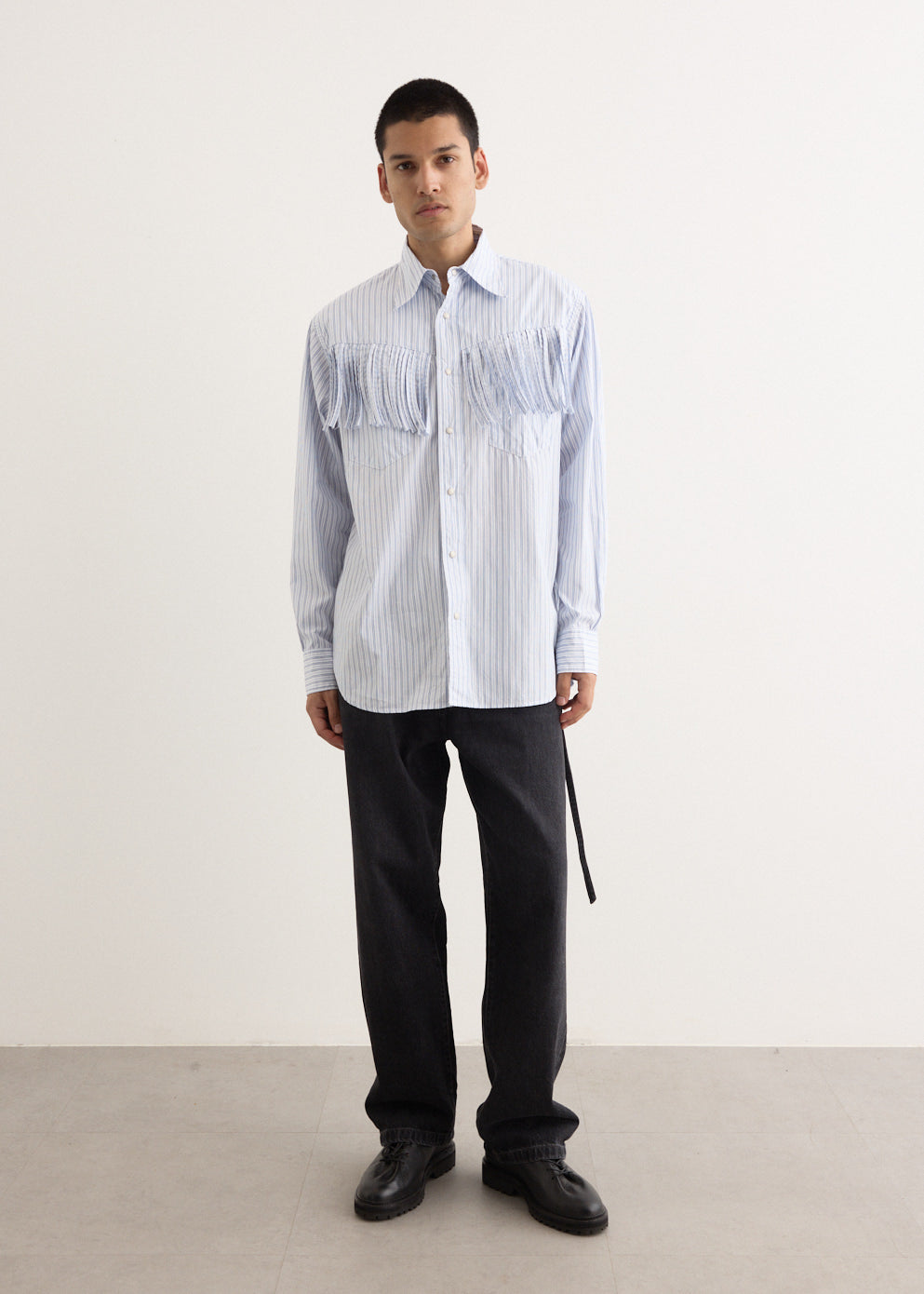 Cotton Stripe Fringe Husky Western Shirt