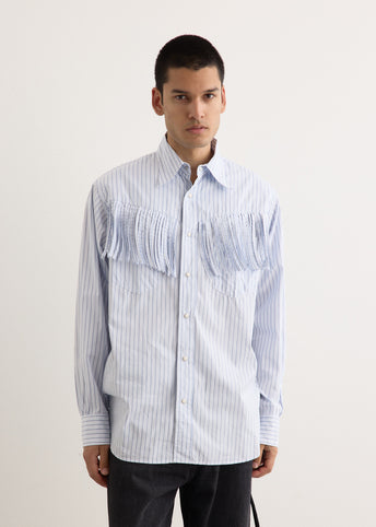 Cotton Stripe Fringe Husky Western Shirt