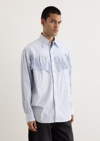 Cotton Stripe Fringe Husky Western Shirt