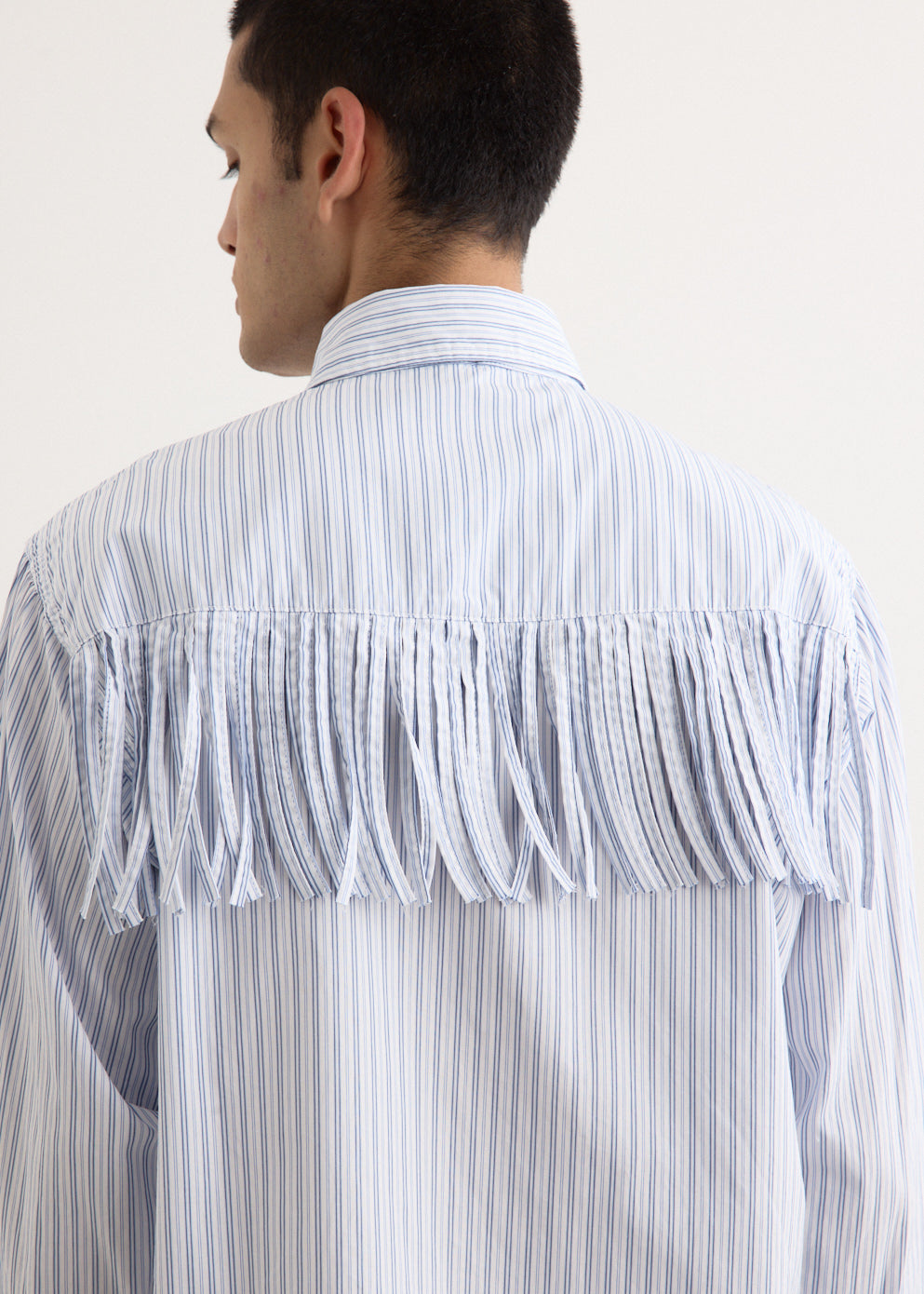 Cotton Stripe Fringe Husky Western Shirt