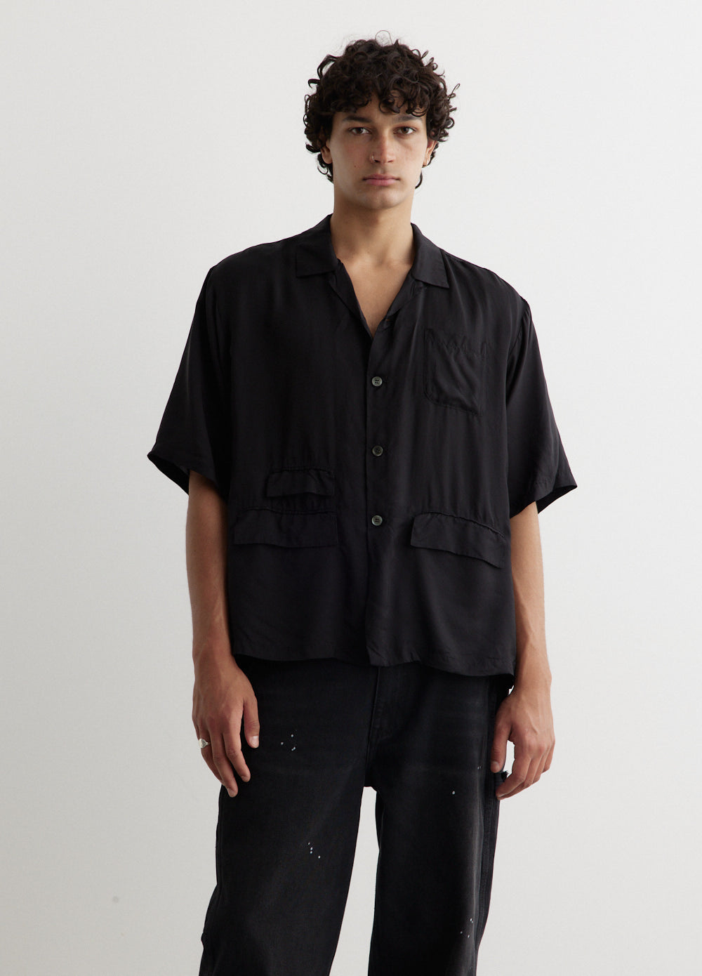 Flap Pocket Cupro Short Sleeve Shirt