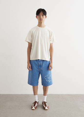 Flower Patch Bleached Denim Shorts