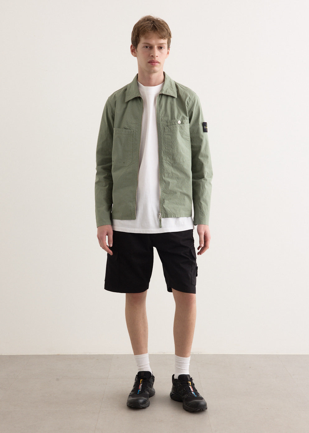 Organic Stretch Cotton Satin Cargo Shorts