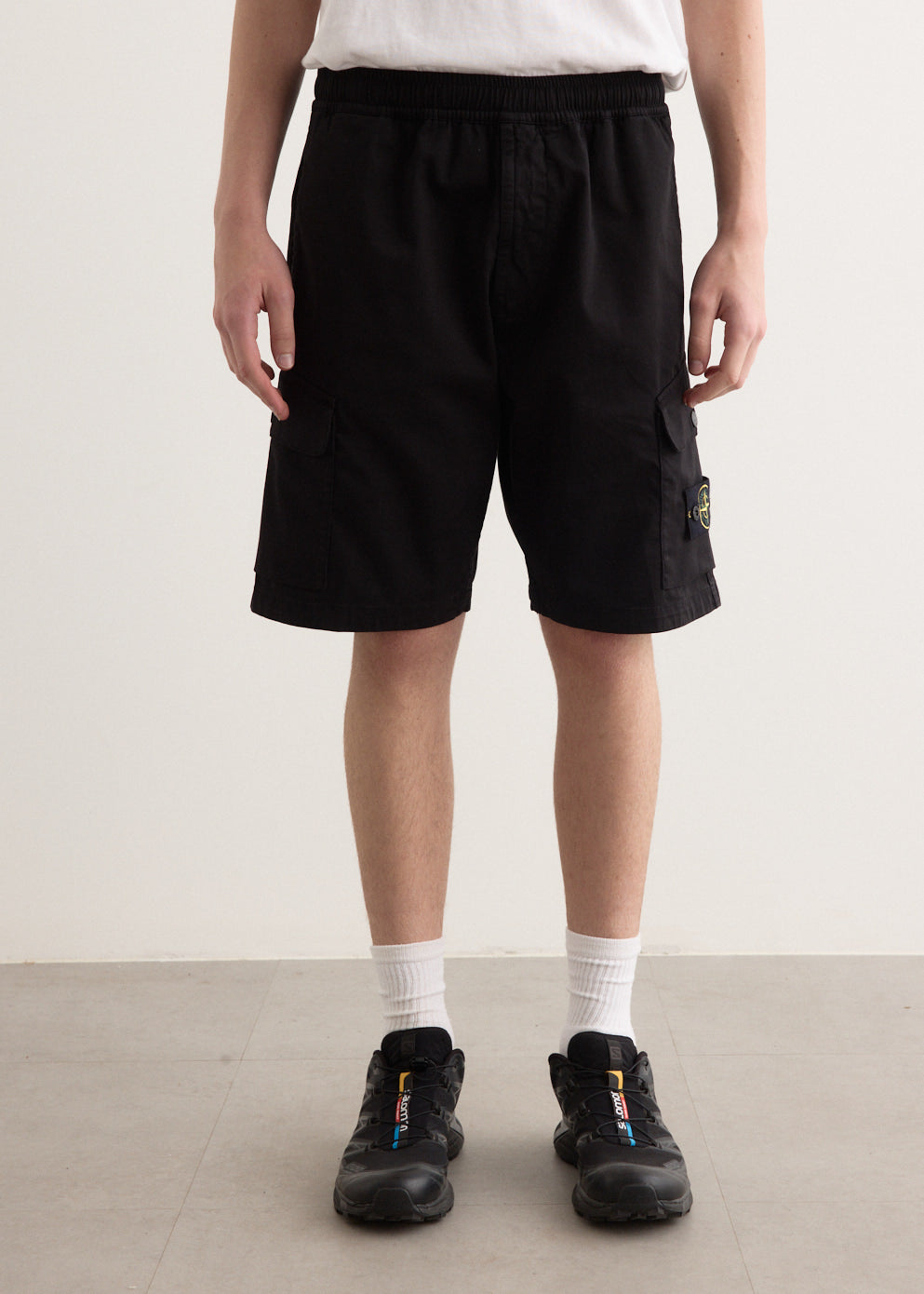 Organic Stretch Cotton Satin Cargo Shorts