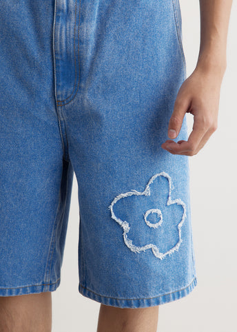 Flower Patch Bleached Denim Shorts