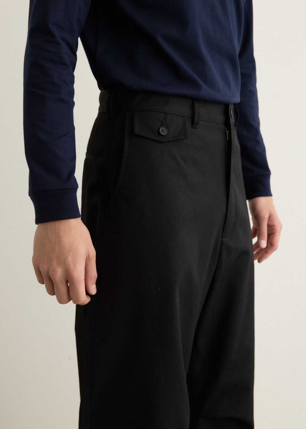 Wool Polyester Twill Wide Pants