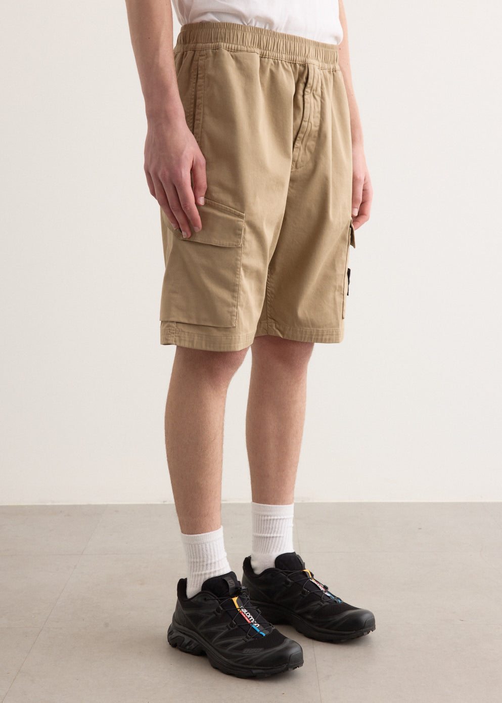Organic Stretch Cotton Satin Cargo Shorts