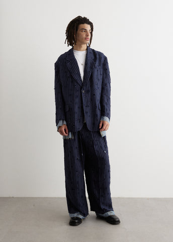 Jimon Pinstripe Holes Blazer