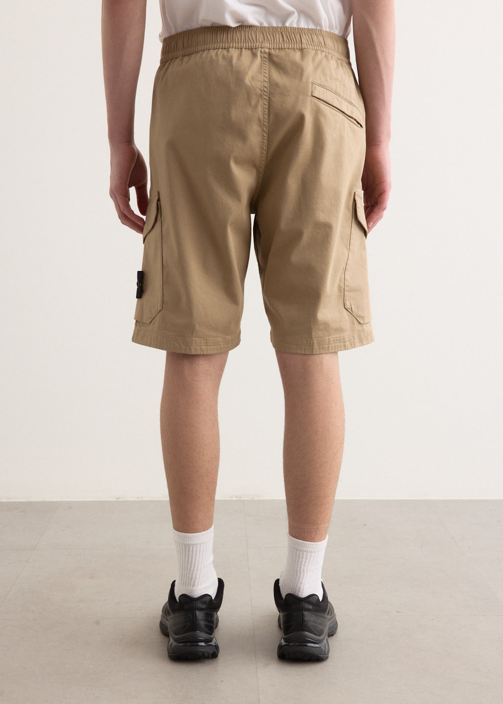 Organic Stretch Cotton Satin Cargo Shorts