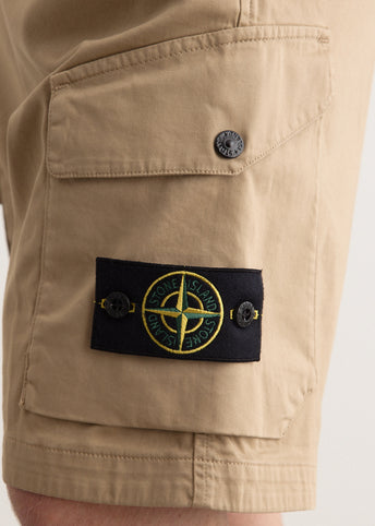 Organic Stretch Cotton Satin Cargo Shorts