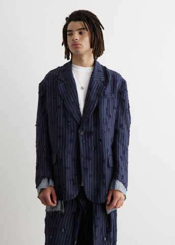 Jimon Pinstripe Holes Blazer