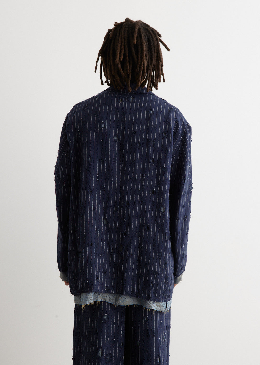Jimon Pinstripe Holes Blazer