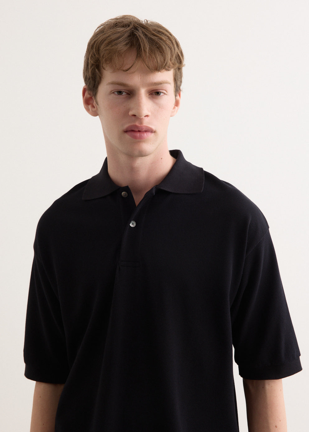 オーラリーPima Cotton Heavy Pique Polo25ss AURALEE: Navy Pima Cotton Heavy Pique Polo | SSENSE