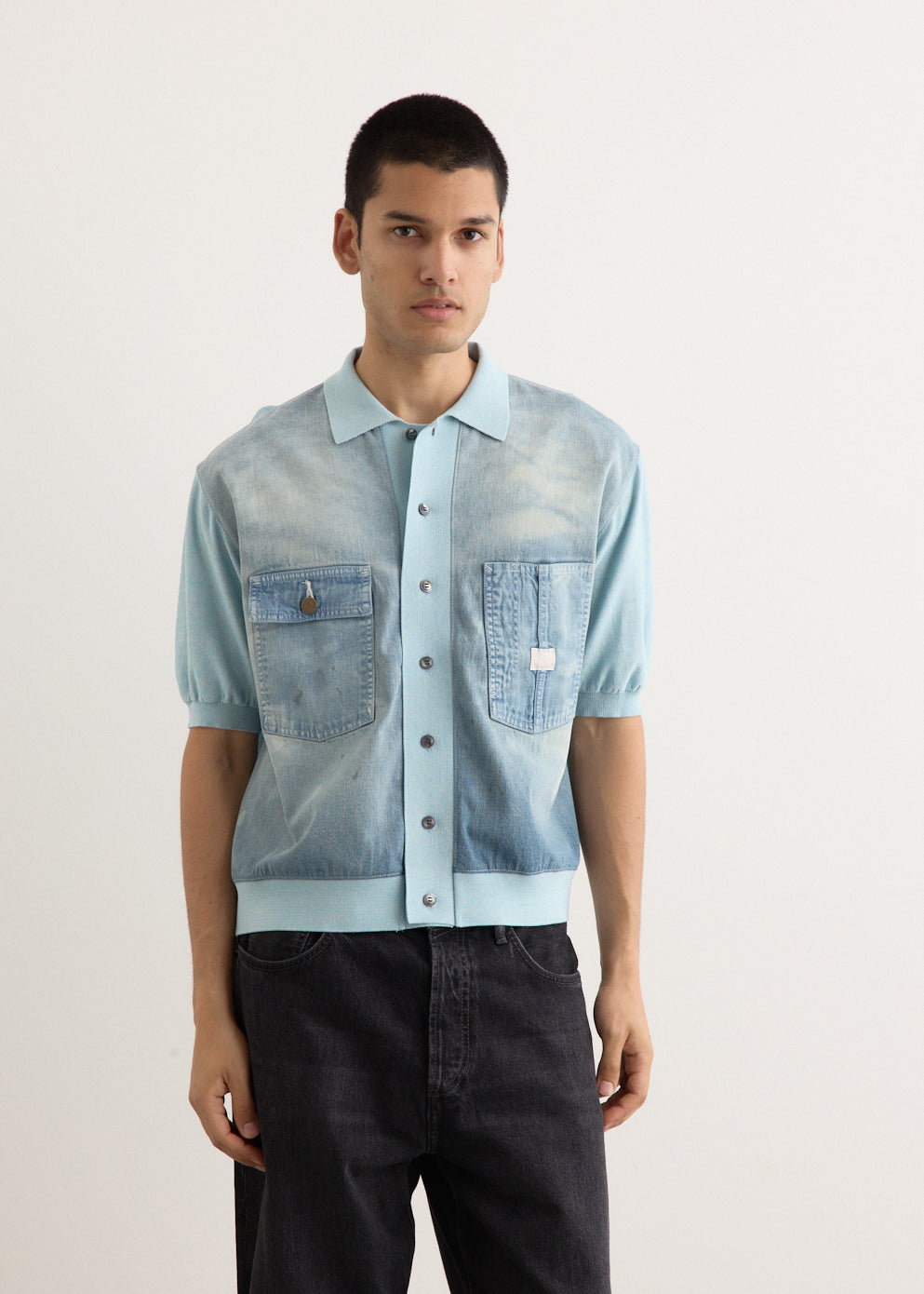 Knit x 8oz Denim Coverall Polo Shirt
