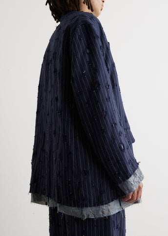 Jimon Pinstripe Holes Blazer