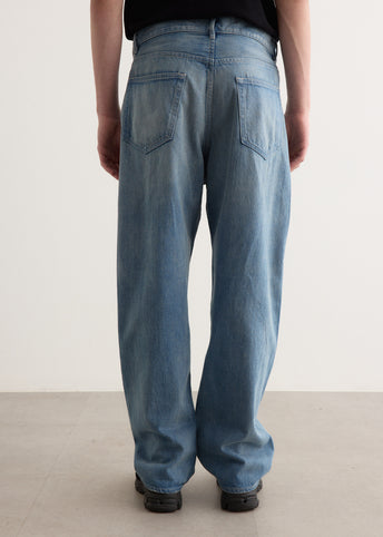 Selvedge Faded Light Denim Wide Pants