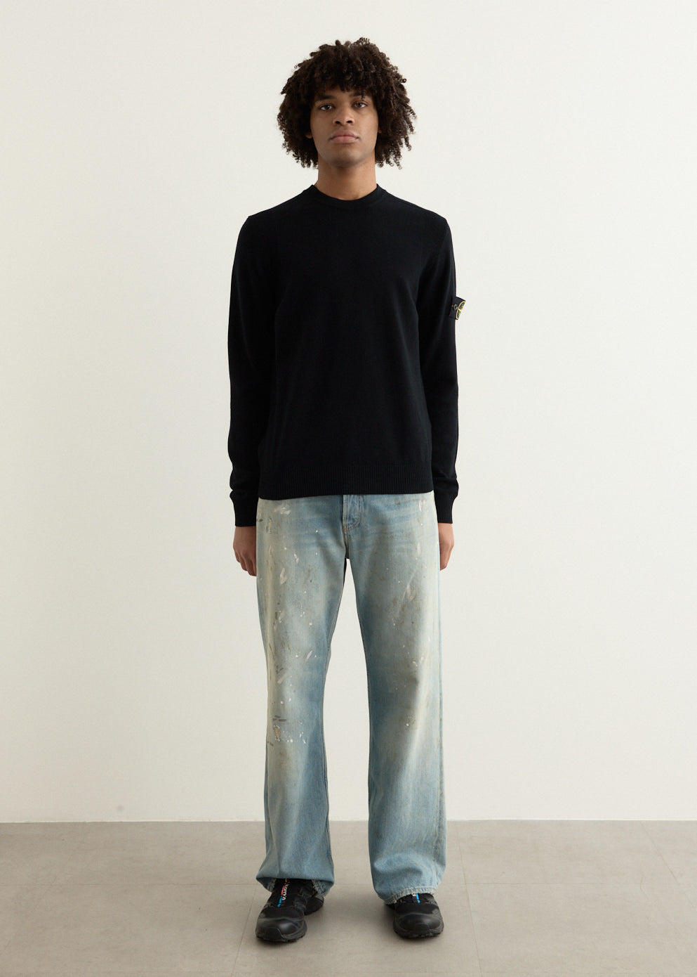 Reverse Stitch Detail Crewneck Knit