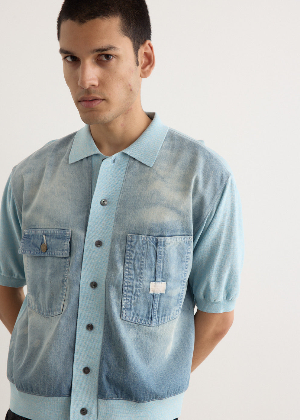 Knit x 8oz Denim Coverall Polo Shirt