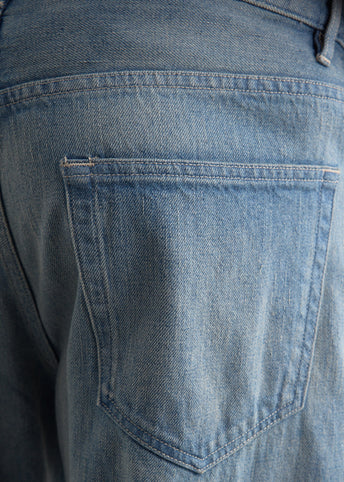 Selvedge Faded Light Denim Wide Pants