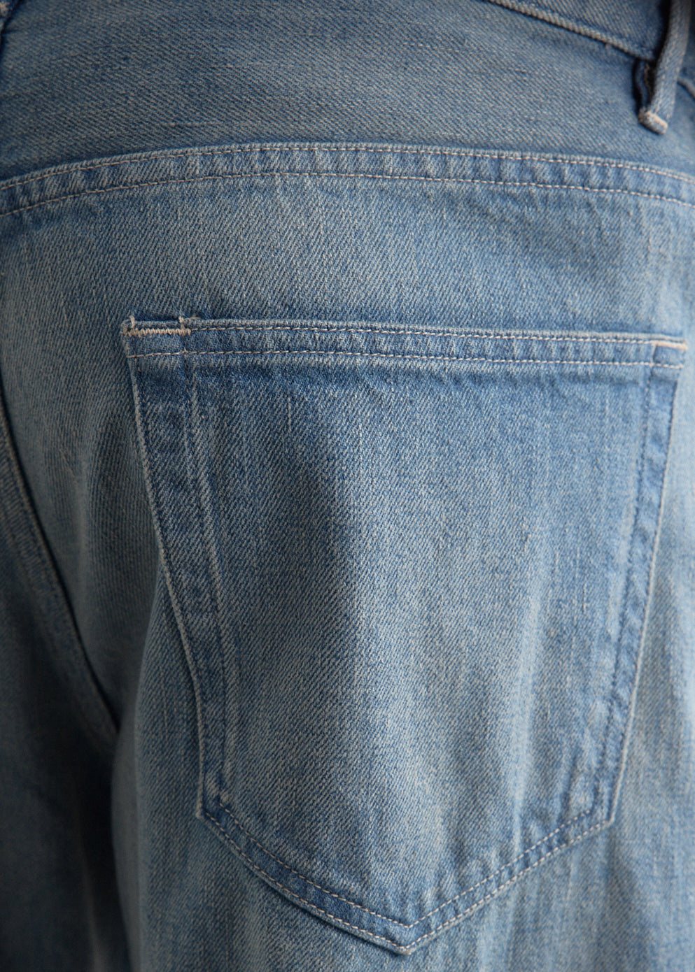 Selvedge Faded Light Denim Wide Pants