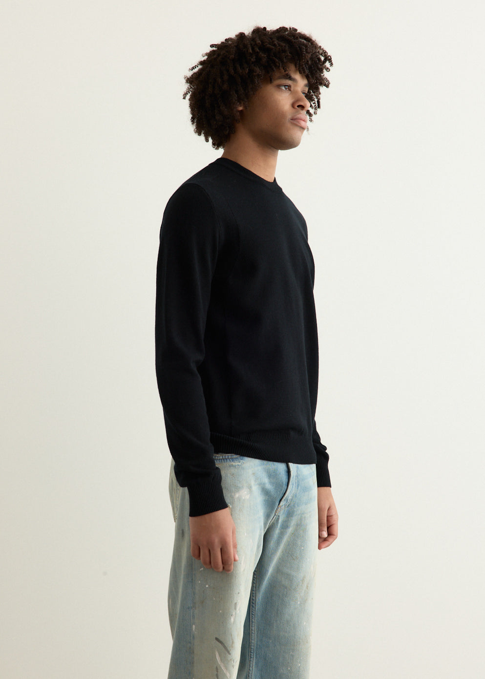 Reverse Stitch Detail Crewneck Knit