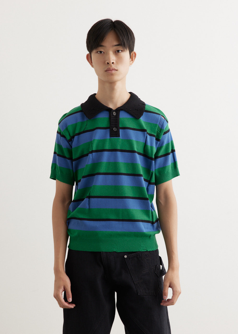 Andersson Bell - Damaged Stripe Polo Sweater - Sweater,Specials : American Fashion Style Bags On Sale Andersson Bell - Damaged Stripe Polo Sweater - Sweater,Specials : American Fashion Style Bags On Sale