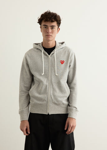 T168 Red Heart Sweatshirt Zip Hoodie