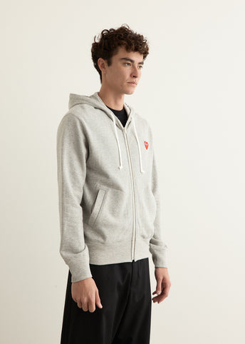 T168 Red Heart Sweatshirt Zip Hoodie